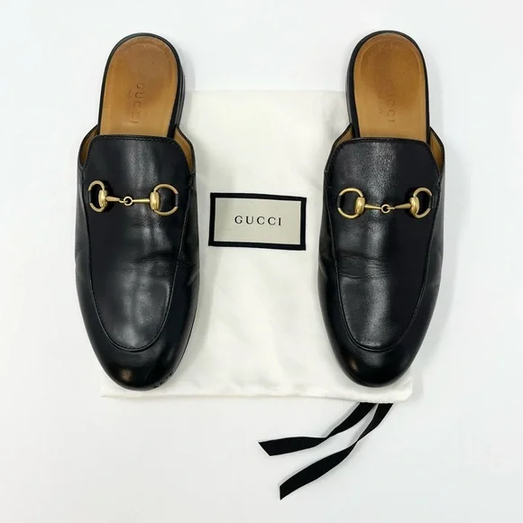 Gucci Black Leather Horsebit Backless Mules with Gold Hardware - Picture 11 of 11